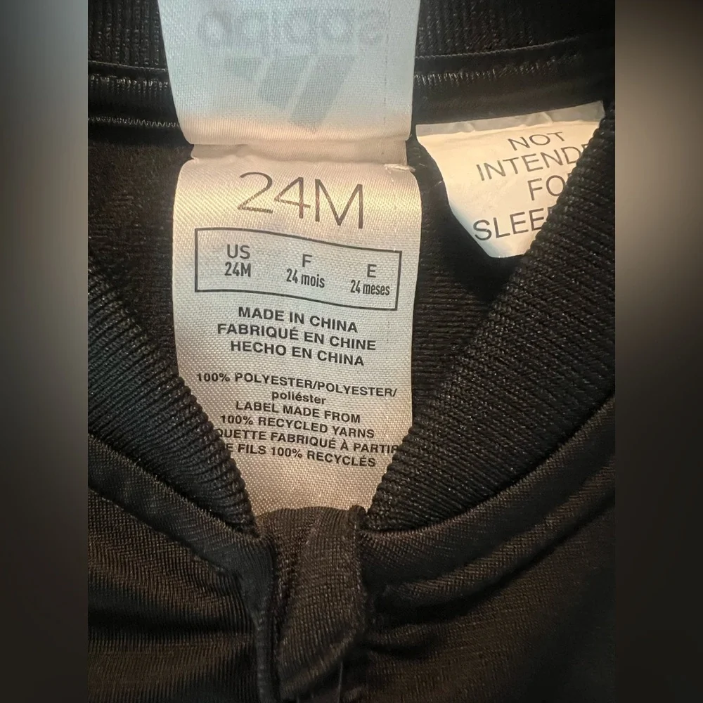 Adidas Black White Long Sleeve 3 Stripe Tricot Coverall Size 24M (0805)